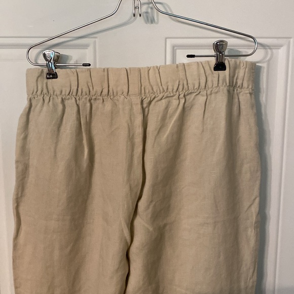 Ellen Tracy 100% Linen Tie Front Elasticized Waist Pants - Picture 7 of 9